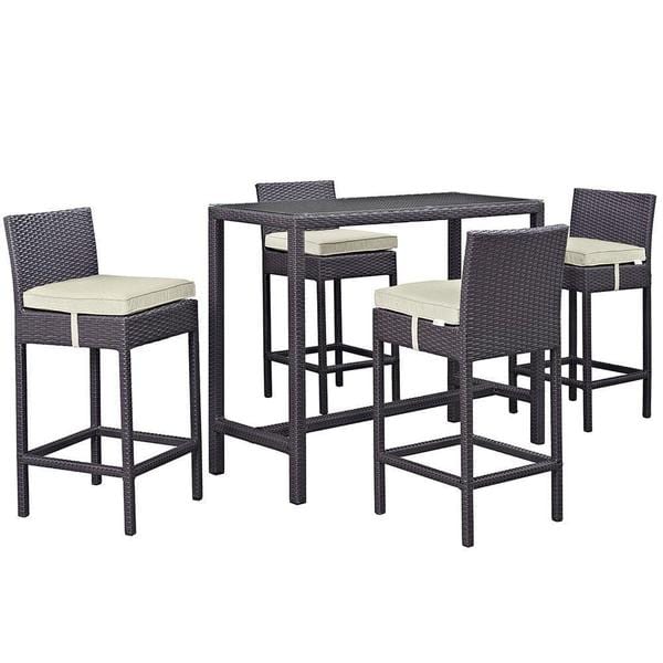 Dreamline Outdoor Bar Sets/Garden Patio Bar Sets 4 Chairs And 1 Table Set (Brown)