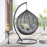 Dreamline Single Seater Round Shaped Hanging Swing Jhula With Stand For Balcony/Garden/Indoor (Grey Cushions)
