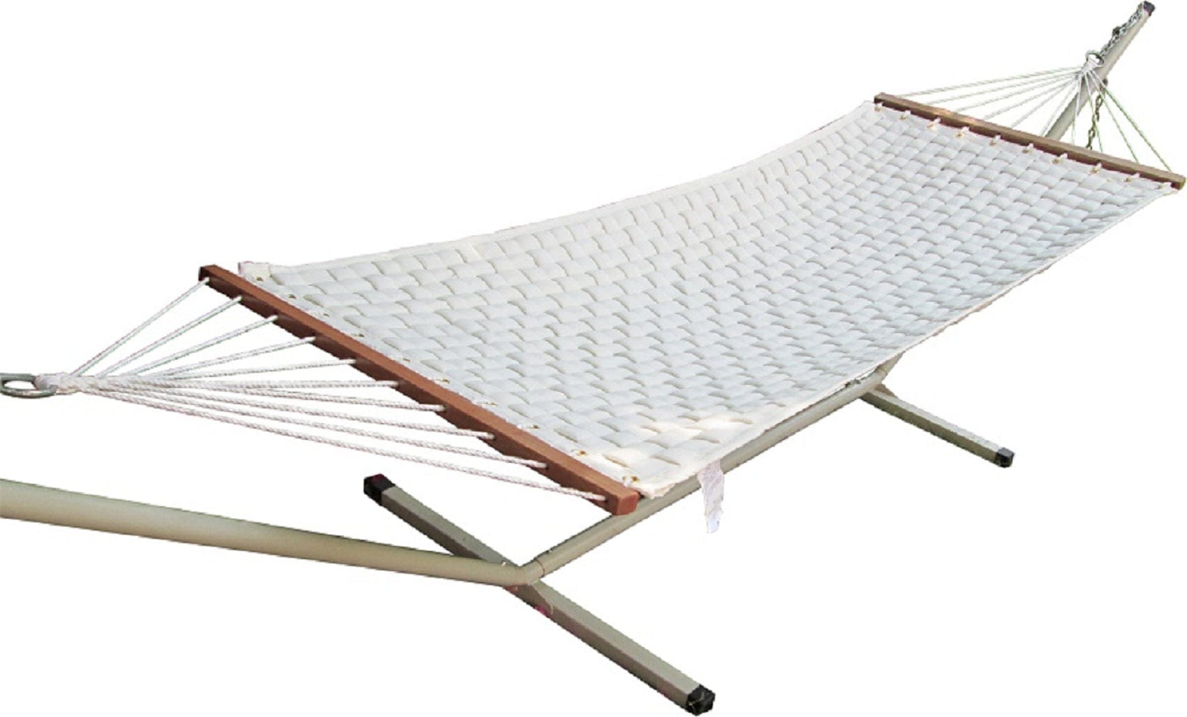 Premium Weave Soft Comb Off-White Hammock Set With Steel Hammock Stand, Weight Capacity of 125 kg