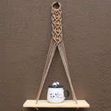 Pine Heart Brown Macrame Rope with Beads Wall Hanging Shelf