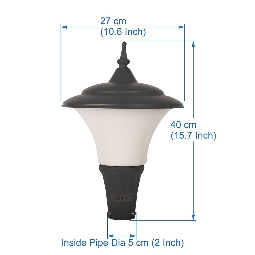 BENE Garden Light Fetor 27 Cms Fitted with 20w White LED (Milky, Grey)