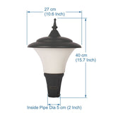 BENE Garden Light Fetor 27 Cms Fitted with 20w Warm White LED (Milky, Grey)