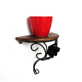 YELLOWTABLE Wall Shelf Bracket, Semi Circle with Flower Design, Wood & Metal