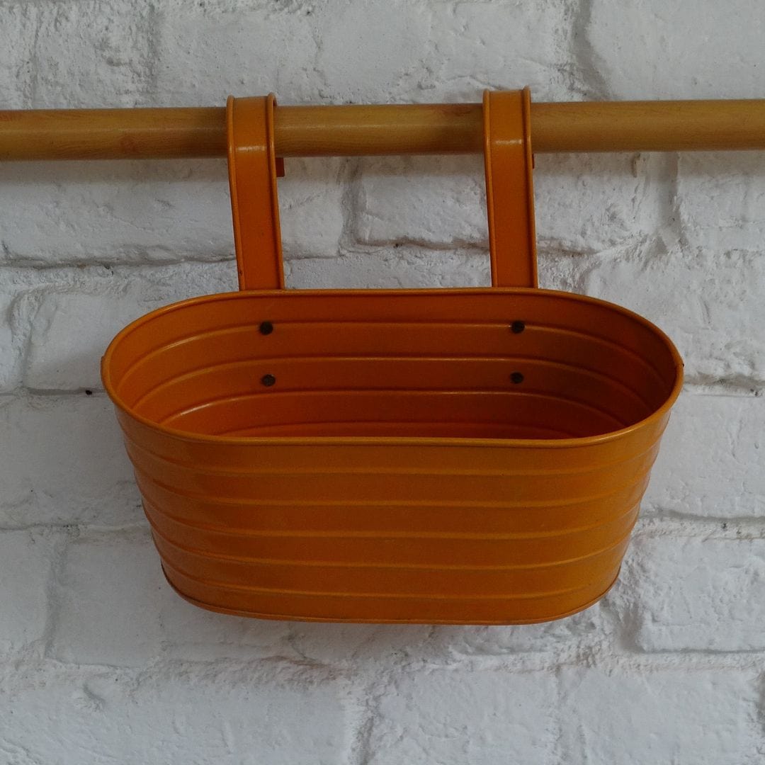YELLOWTABLE Stripe Oval Railing and Balcony Planter, LxB: 12x6 Inch