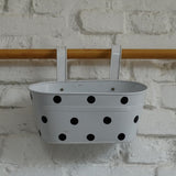 YELLOWTABLE Polka Dot Oval Metal Planter with Detachable Hooks, LxB: 12x6 Inch