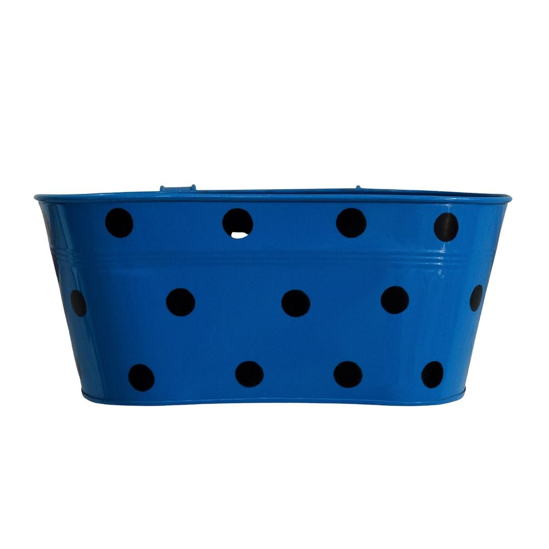 Polka Dot Oval Metal Planter with Detachable Hooks