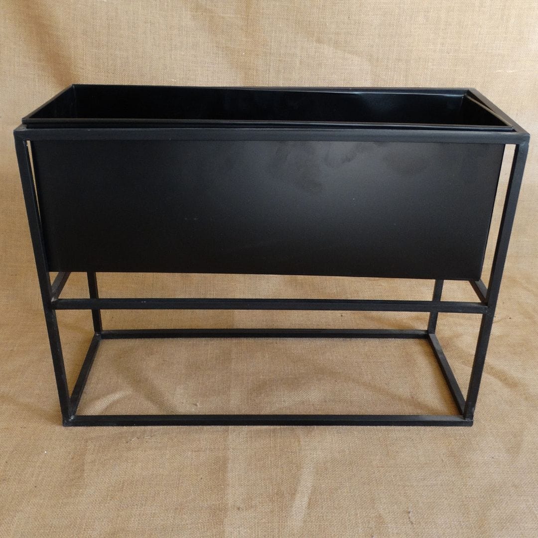 YELLOWTABLE Box Metal Stand with Boxy Metal Pot