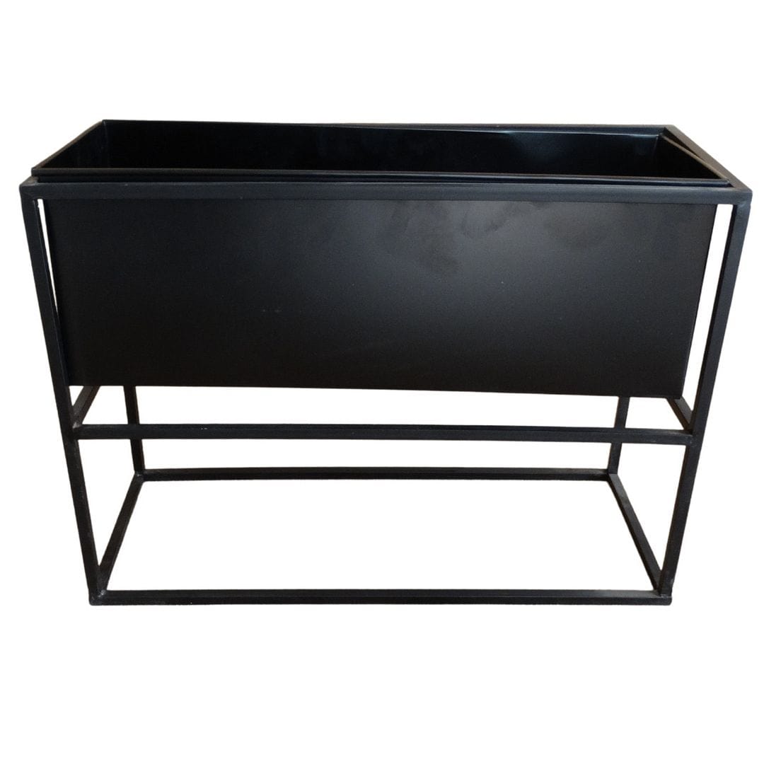 YELLOWTABLE Box Metal Stand with Boxy Metal Pot
