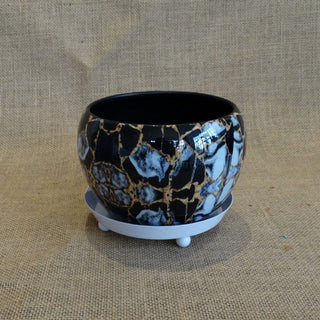 Matki Metal Pot with Metal Tray,Dia: 5.5 Inch