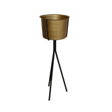 YELLOWTABLE Cylinder Metal Planter Pot with Stand