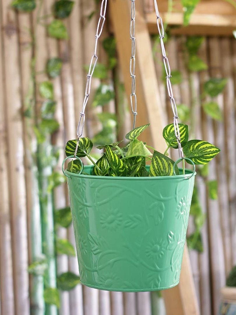 Green Girgit Hanging Bucket Style Planter
