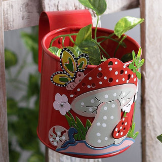 Green Girgit Mushroom Style - Single Hook - Metal Railing Pot