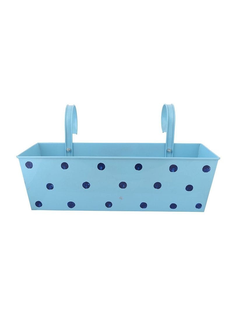 Green Girgit Polka Dot Rectangle Metal Planter