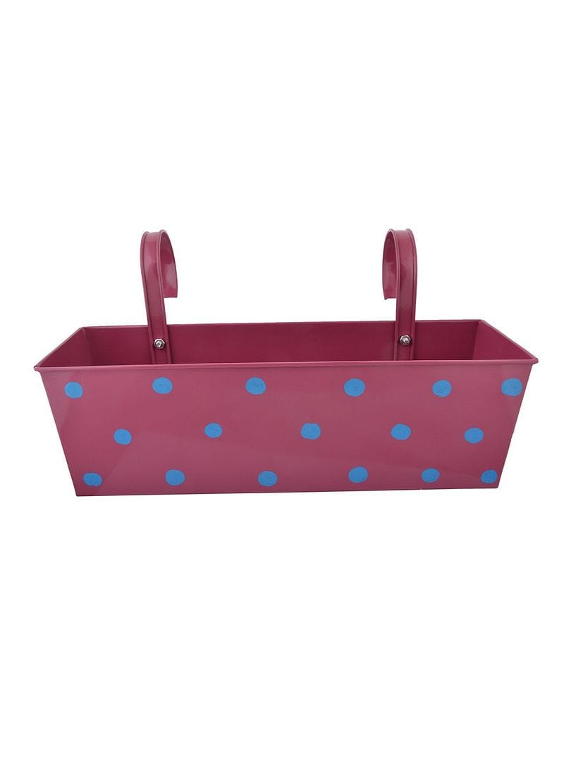 Green Girgit Polka Dot Rectangle Metal Planter