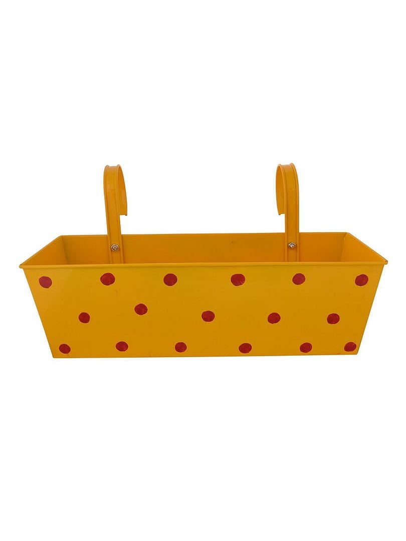 Green Girgit Polka Dot Rectangle Metal Planter