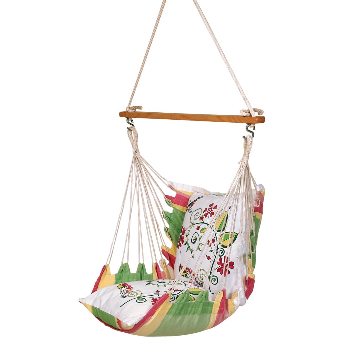 Casual Swing Chair With Printed Cushions, Weight Capacity 113Kg- 100W X 130H cm