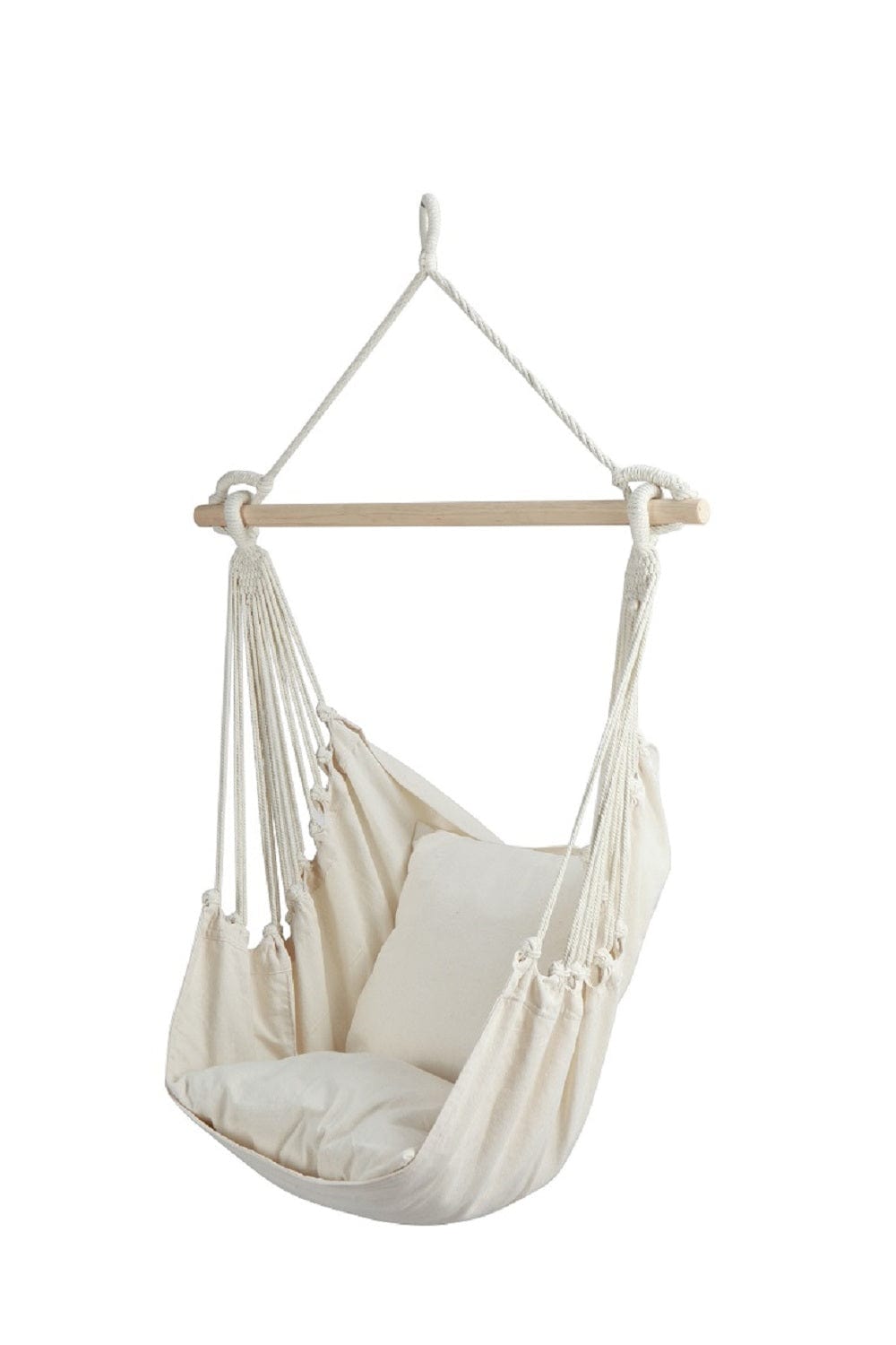 Cotton Swing Chair With Cushions Natural Oatmeal, Weight Capacity of 115 kg- 100D X 100W X 130H cm