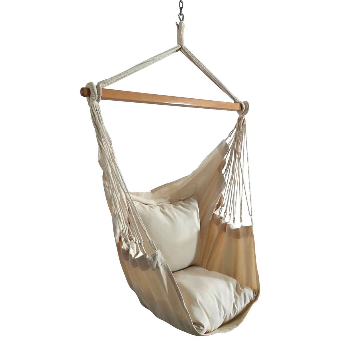 Cotton Swing Chair With Cushions Natural Oatmeal, Weight Capacity of 115 kg- 100D X 100W X 130H cm