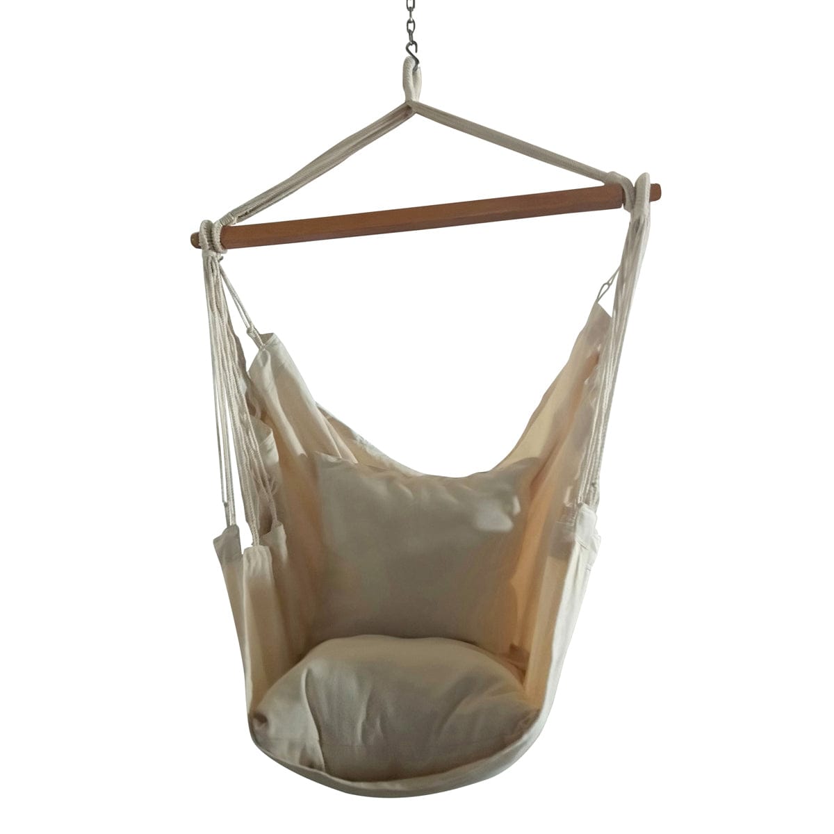 Cotton Swing Chair With Cushions Natural Oatmeal, Weight Capacity of 115 kg- 100D X 100W X 130H cm