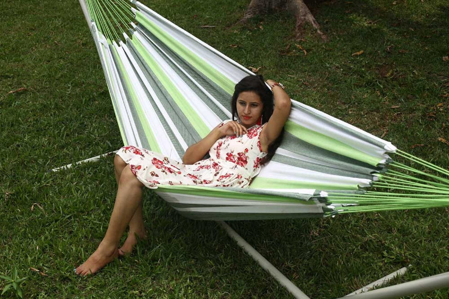 Brazilian Cotton Canvas Hammock for Two Person, Weight Capacity of 180 kg- 150W X 200L cm