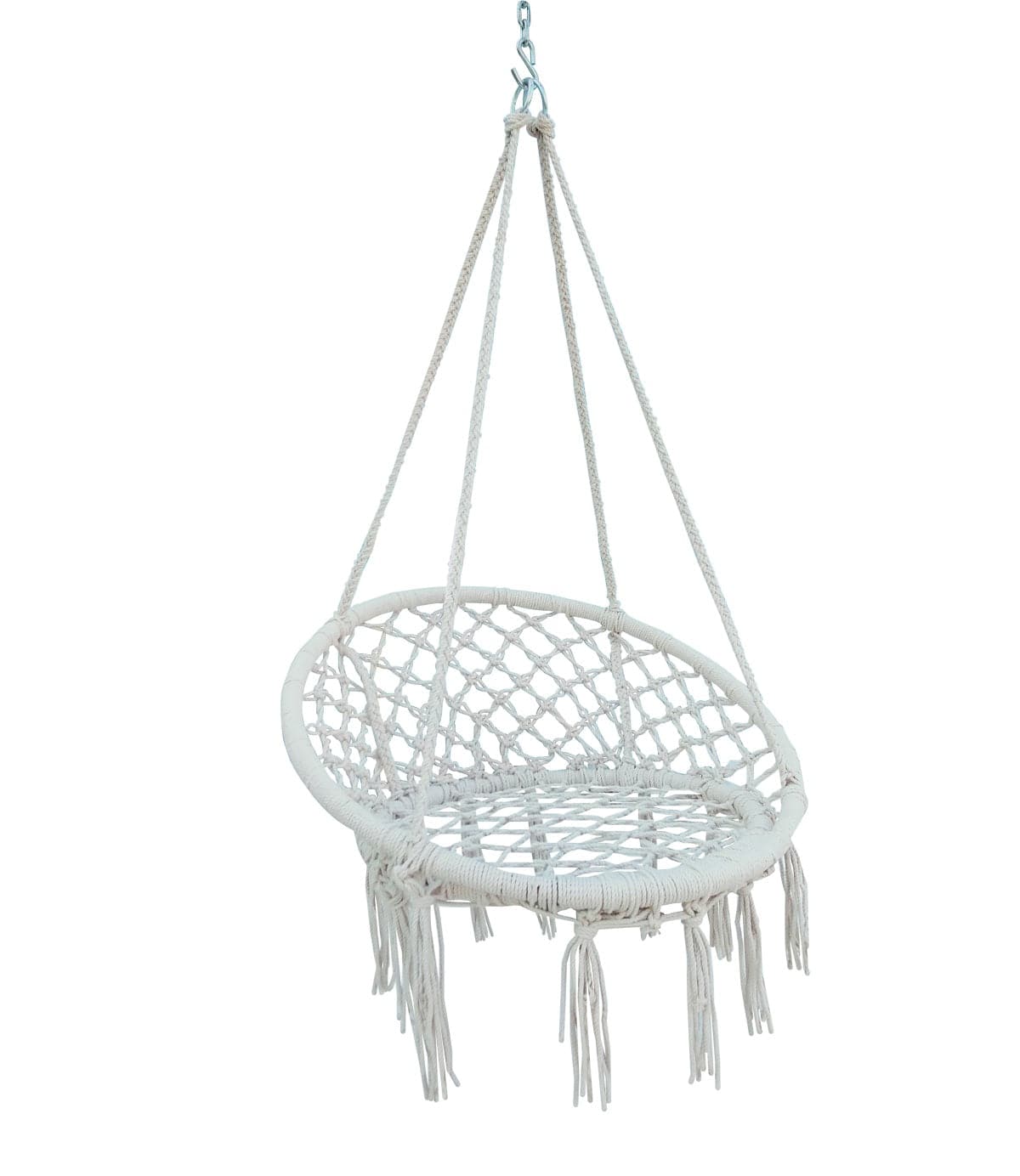 Macrame Cane Round Swing Chair, Weight Capacity 115kg- 80cm X 60cm