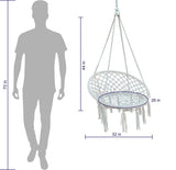 Macrame Cane Round Swing Chair, Weight Capacity 115kg- 80cm X 60cm