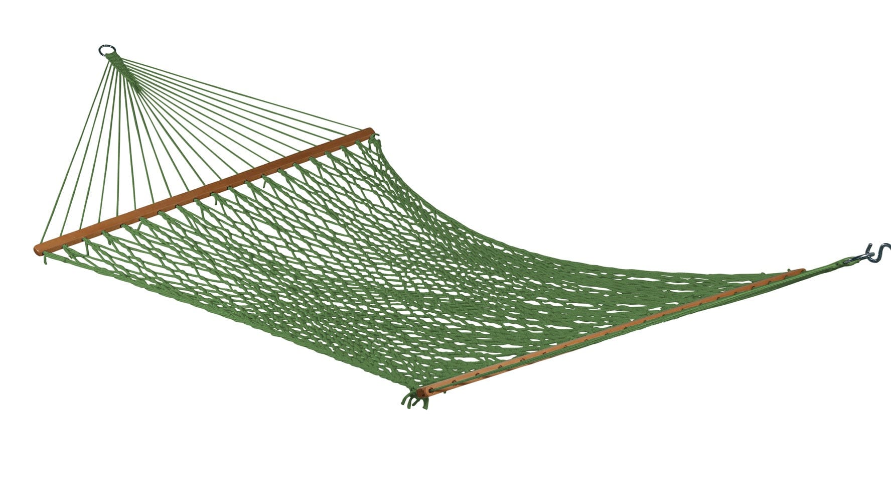 Double XL Outdoor UV Resistant Rope Hammock With Wooden Bars, Weight Capacity of 200 kg, 140W X 396L cm