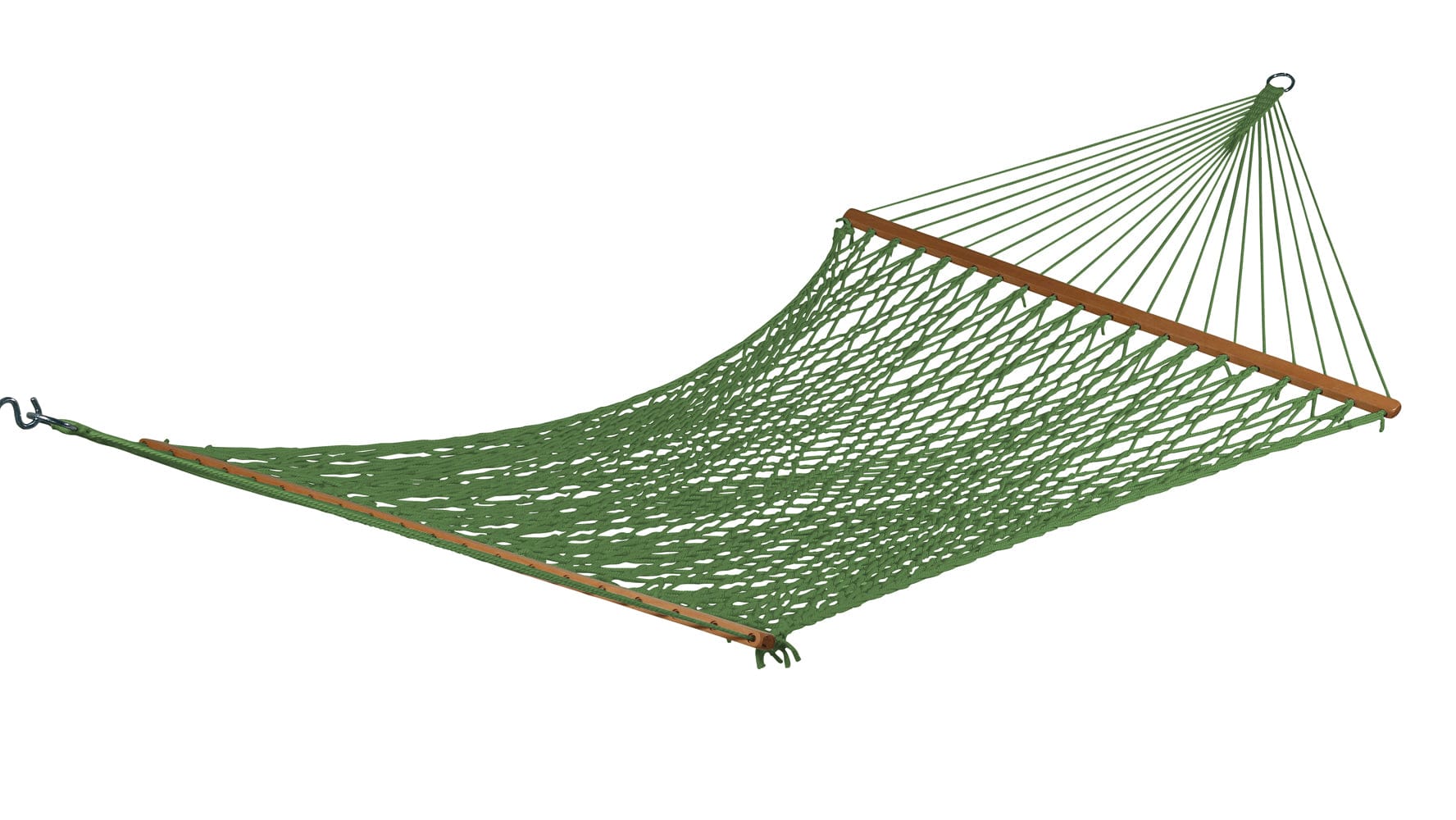 Double XL Outdoor UV Resistant Rope Hammock With Wooden Bars, Weight Capacity of 200 kg, 140W X 396L cm