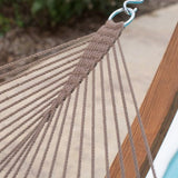 Double XL Outdoor UV Resistant Rope Hammock With Wooden Bars, Weight Capacity of 200 kg, 140W X 396L cm
