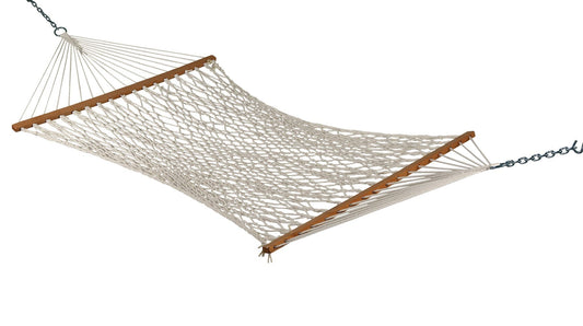 Hangit UV resistant Rope Outdoor Hammock with Wooden Bars, Weight Capacity of 113 kg- 122W X 335L