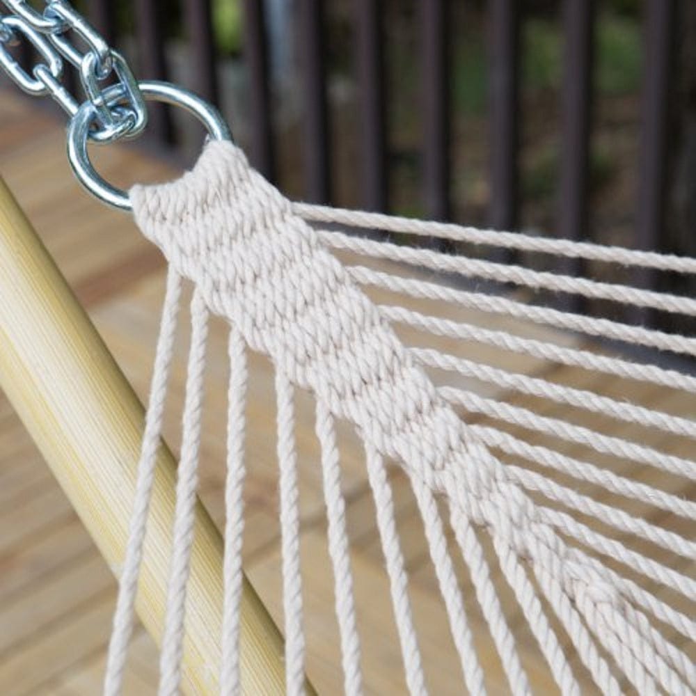UV resistant Rope Outdoor Hammock with Wooden Bars, Weight Capacity of 113 kg- 122W X 335L