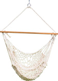 UV resistant Outdoor White Rope Swing Hammocks, Weight Capacity of 113kg- 100 X 130 cm