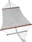Outdoor Tan & Flax Checkered Quilted Hammock With Steel Hammock Stand Frame