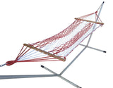 Rope Hammock With Wooden Bars, Weight Capacity of 113 kg- 90W X 194L cm