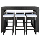 Dreamline Outdoor Garden Patio Bar Set - 6 Chairs And 1 Table Set (Black)