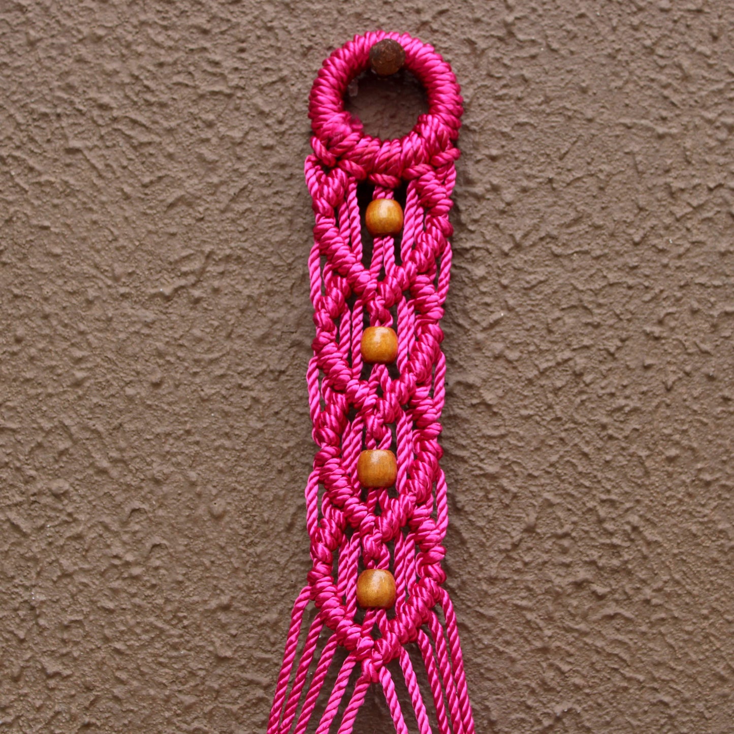 Pine Heart Pink Macrame Rope with Beads Wall Hanging Shelf