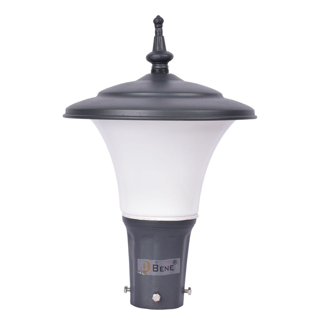 BENE Garden Light Fetor 21 Cms Fitted with 15w White LED (Milky, Grey)