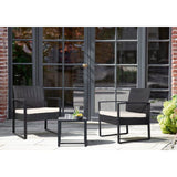 Dreamline Outdoor Garden/Balcony Patio Seating Set 1+2, 2 Chairs And 1 Small Table (Eco-Friendly, Black)
