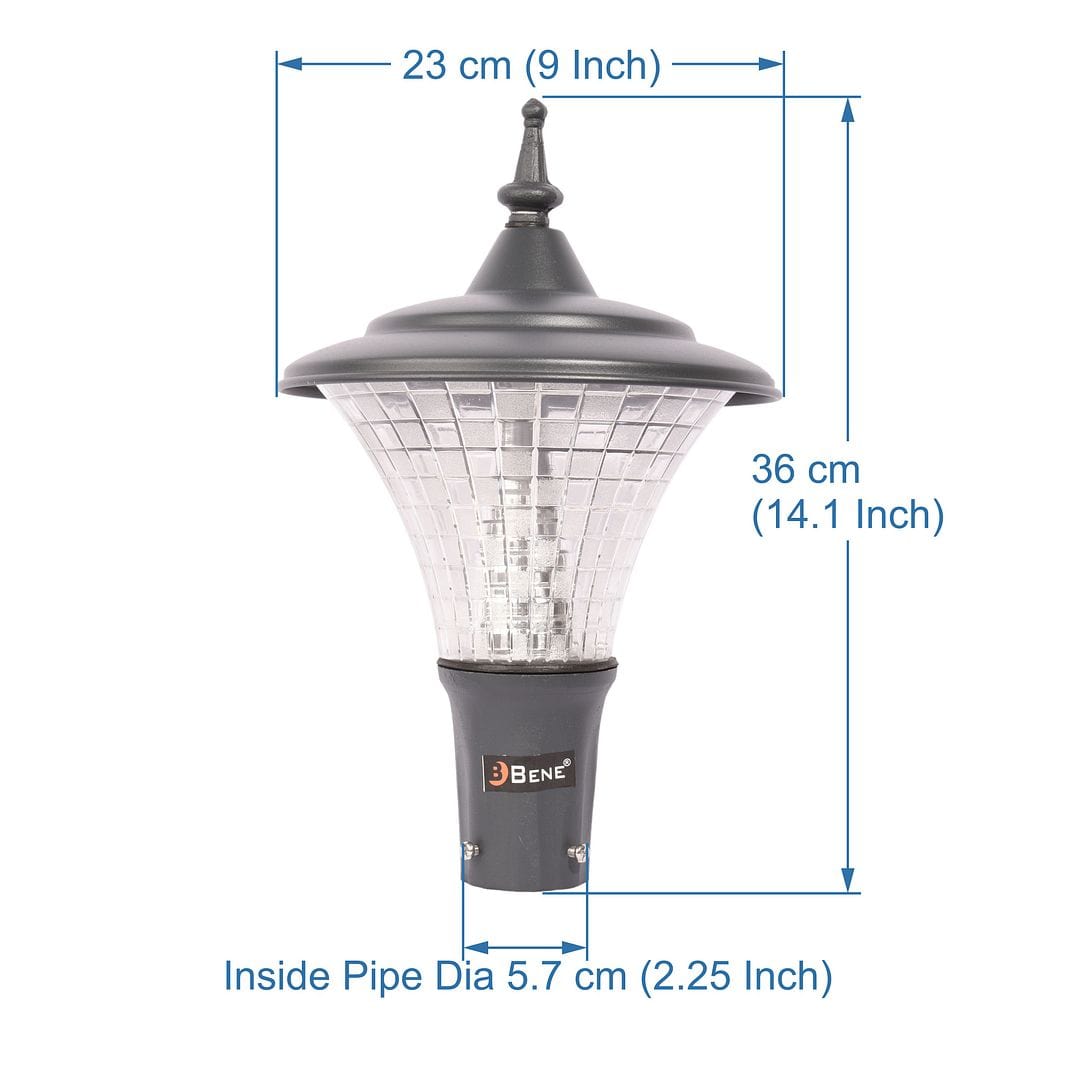 BENE Nice Garden Light 23 Cms Fitted with 15w Warm White LED (Grey)