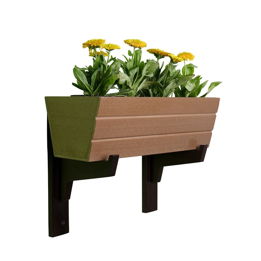 GreenUp Wall Mounted Wooden Boat Planter (Rectangle Shaped)