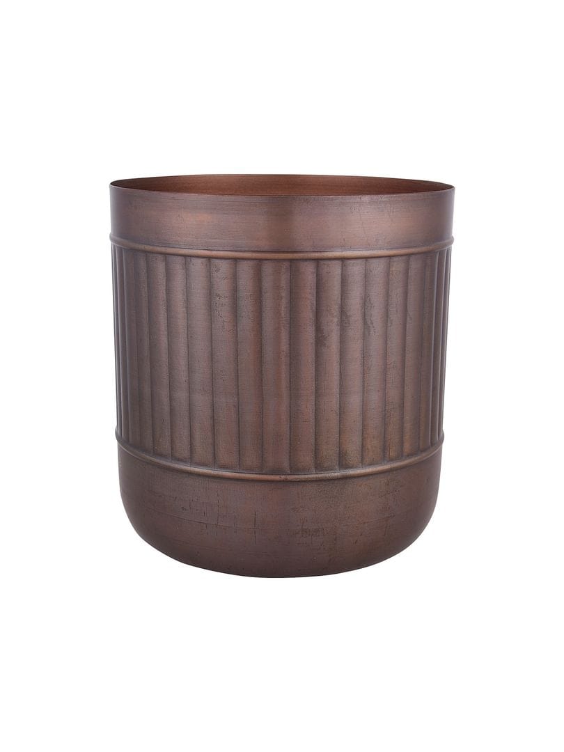 Green Girgit Metal Planter in Striped Copper Colour with Planter Stand