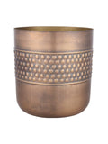 Green Girgit Golden Hammered Metal Pot With Metal Planter Stand
