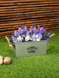 Green Girgit Rectangle 'Flowers & Garden' Tub Metal Planter