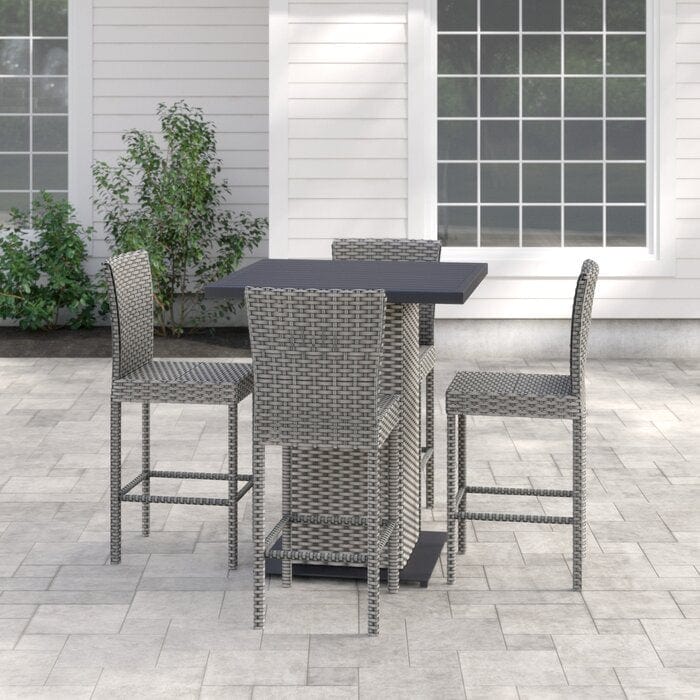 Dreamline Outdoor Garden Patio Bar Set - 4 Chairs And 1 Table Set(Silver)