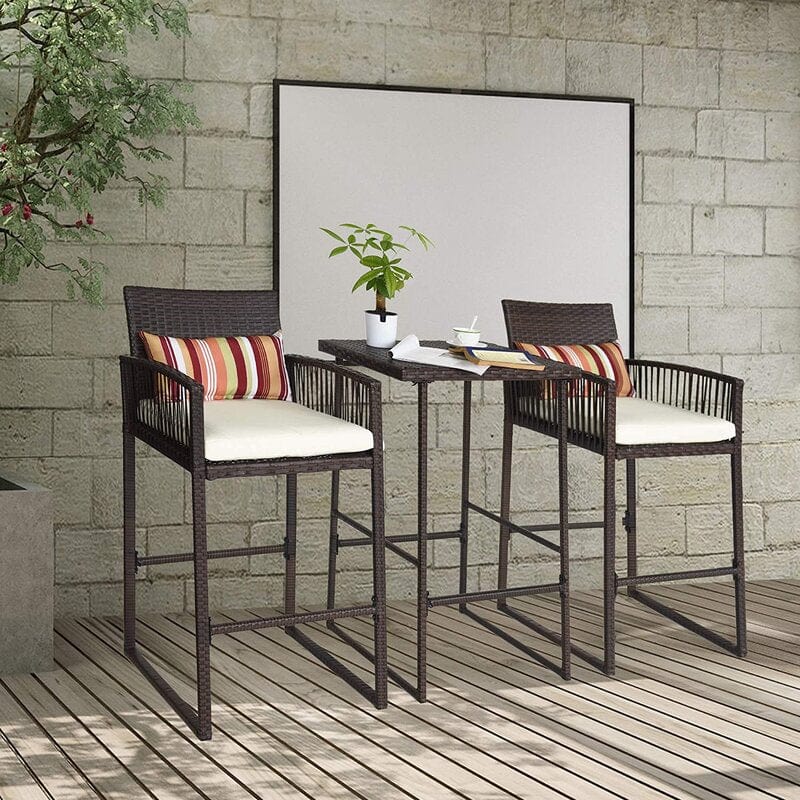 Dreamline Garden Patio Bar Sets - 2 Chairs And Table(Brown)