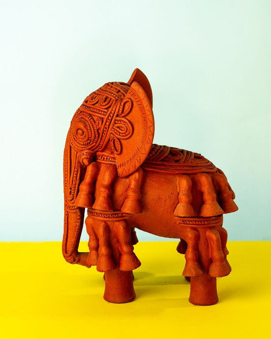 Lokabazar Terracotta Designer Standing Elephant