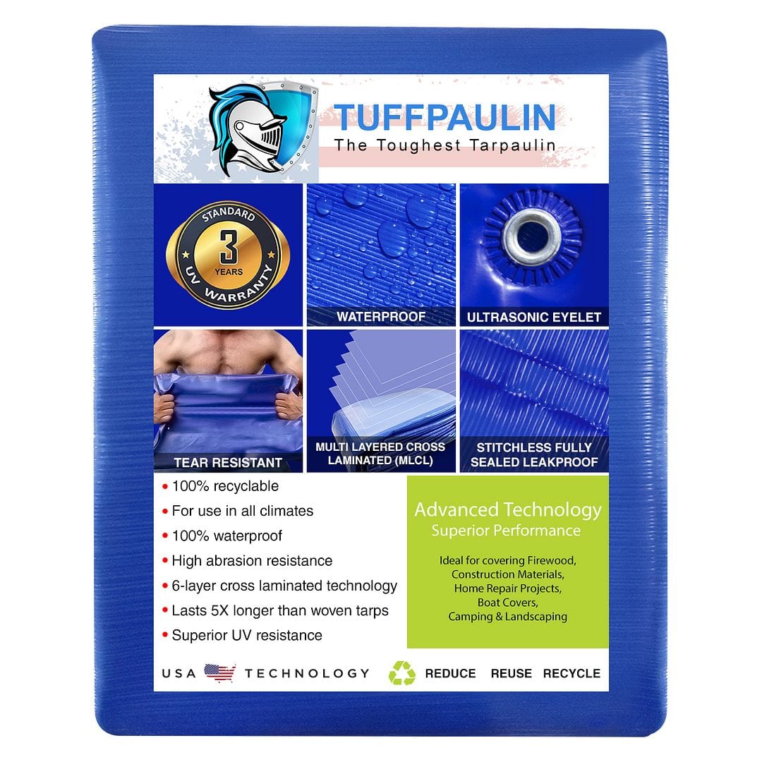 Tuffpaulin 120 GSM Heavy Duty Tarpaulin, 100% Waterproof (6FT X 6FT)