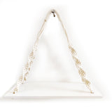1 Tier Wooden White Wall Hanging Shelves With Rope
