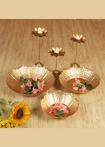 Amaya Decors Sunflower Urli With Tealight Holder (Detachable)- Set of 6