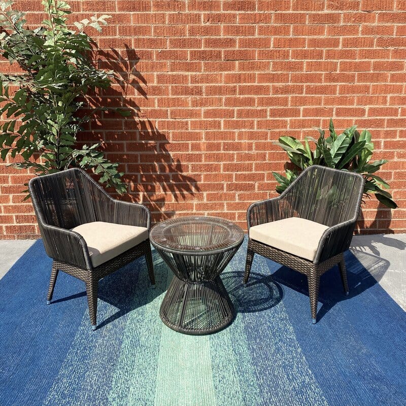 Dreamline Outdoor Garden/Balcony Patio Seating Set 1+2, 2 Chairs And Power Drum Shaped Table